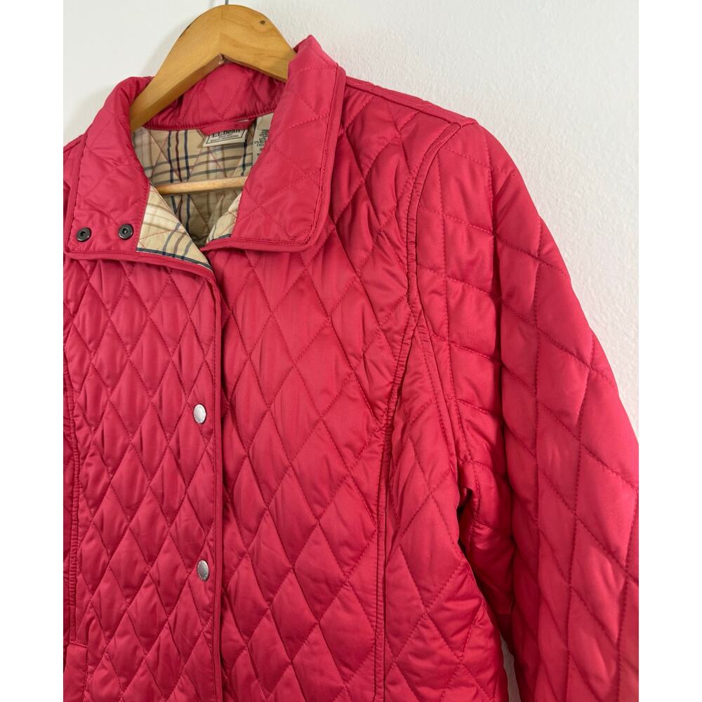 LL Bean Quilted Jacket Snap Front Pink Plaid Lined Sz S Preppy Outdoors Gorpcore - Picture 4 of 8